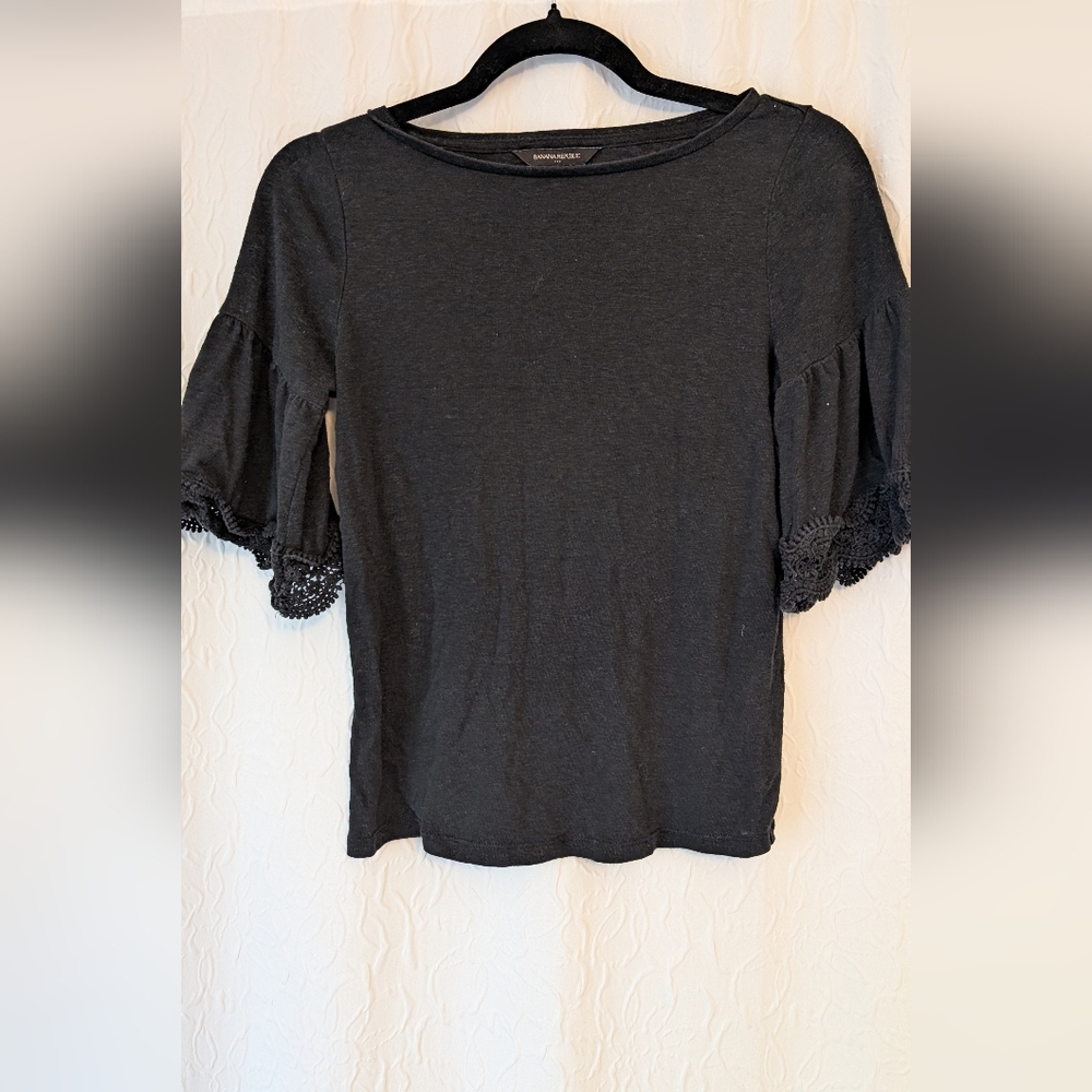 Banana Republic Black Lace Trim Blouse